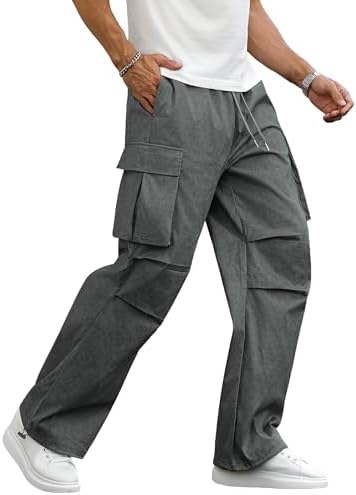 FCOOLYEET Pantaloni da uomo baggy Y2k, con blocchi di colore, coulisse, in stile sweatpants, gamba larga, paracadute, streetwear, nero, L FCOOLYEET Pantaloni da uomo baggy Y2k, con blocchi di colore, coulisse, in stile sweatpants, gamba larga, paracadute, streetwear, nero, L