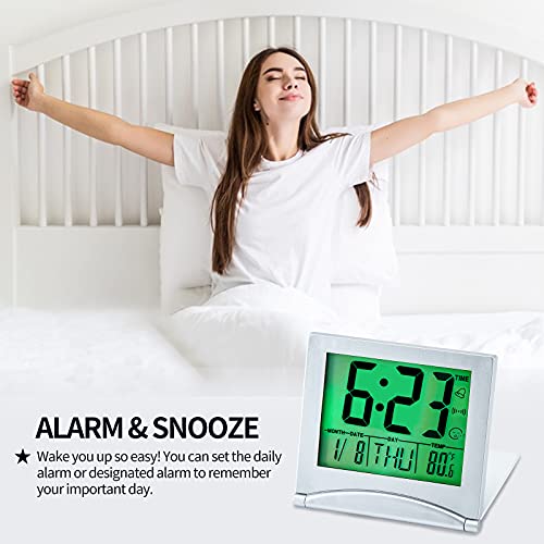 KANBIT Small Digital Travel Alarm Clock Battery Operated, Portable LCD