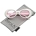 zeroUV - White Bold Retro Oval Mod Thick Frame Sunglasses Clout Goggles with Round Colored Lens 51mm (White/Light Pin)
