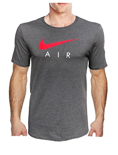 NIKE Mens Swoosh Air T-Shirt (Small, Grey/University Red)