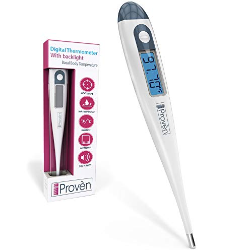 Basal Body Thermometer - Ovulation Predictor - BBT for Fertility Tracking - with Backlight - Accurate 1/100th Degree - Highly Sensitive - for Natural Family Planning - BBT-113i by iProven