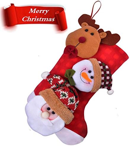 ideapro Christmas Stockings, Animal Christmas Stockings Santa Deer Snowman, Red