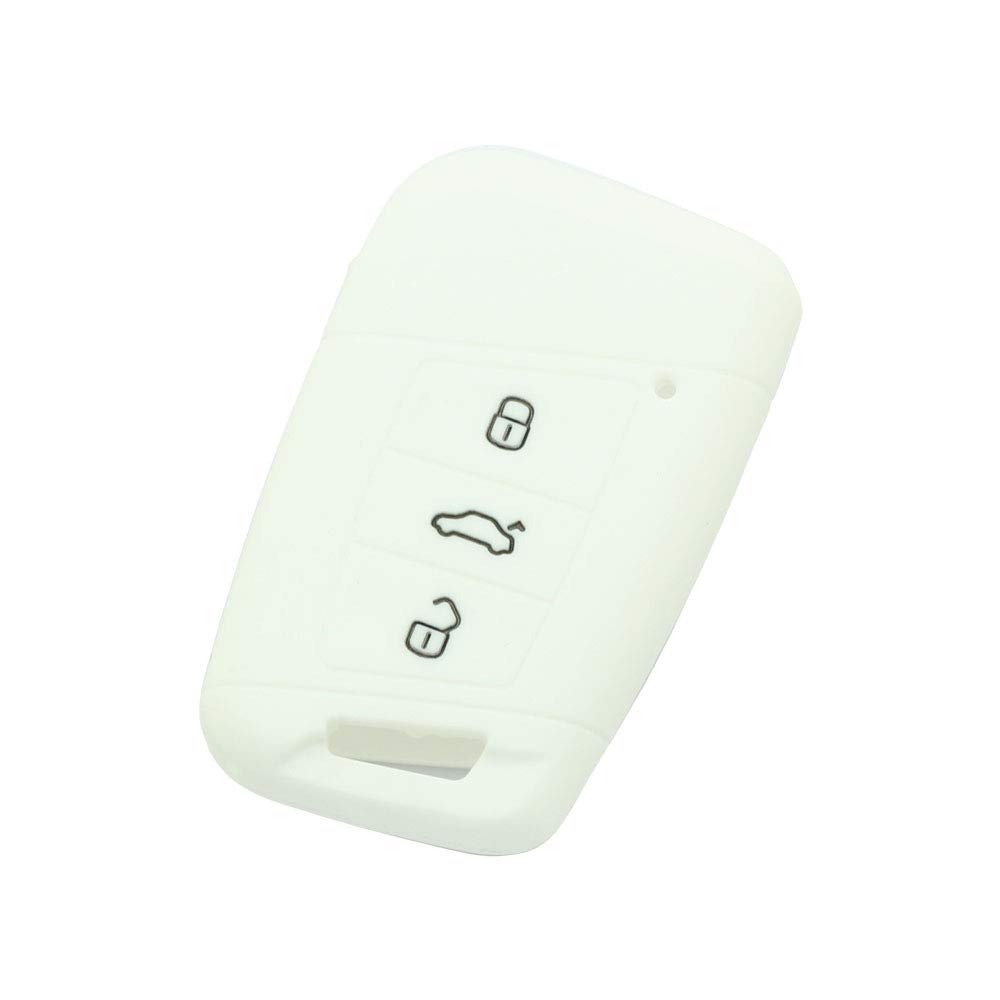 BROVACS Silicone Cover Protector Case Holder Skin Jacket Compatible with VOLKSWAGEN Passat B8 Magotan SKODA Superb A7 3 Button Smart Remote Key Fob CV9807 White