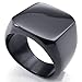 KONOV Mens Biker Polished Stainless Steel Ring, Signet, Black, Size 12