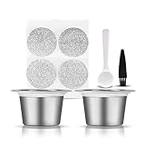 BRBHOM Stainless Steel Reusable Capsules Refillable Coffee Capsules Pods 2pcs Compatible for Nespresso Machines