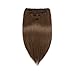 Clip in Human Hair Extensions Medium Brown Hair Extensions Clip in No Mix 18inch 70g 7pcs Soft Thick Human Hair Extensions Full Head（#4）