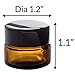 JUVITUS Amber Glass 5 ml 1/6 oz Small Thick Wall Balm Jars with Black Smooth Lids (6)