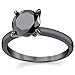 2 Carat Round Black Cubic Zirconia CZ Black Sterling Silver 925 Wedding Engagement Ring SZ 8