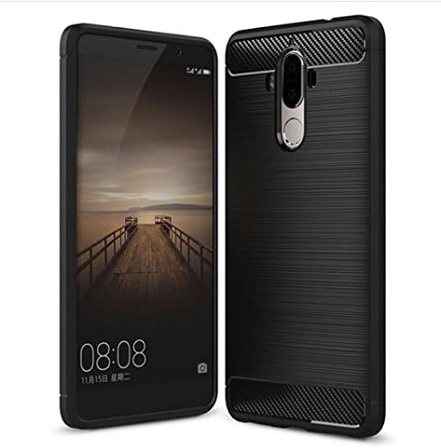 Mate 9 Case,JIUSHIWO Soft Silicon Luxury Brushed Case with Texture Carbon Fiber Design Protection Cover for Huawei Mate 9 Smartphone (Black)