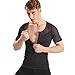HANERDUN Mens Slimming Body Shaper With Zipper Compression Shirt Slim Shapewear, Black, Medium