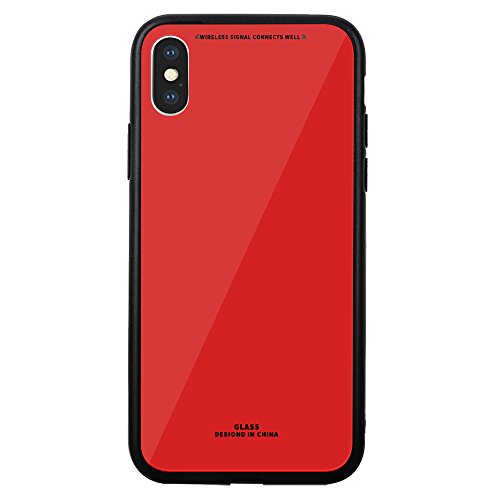 GreenElec iPhone X Case 9H Hardness Glass Back Cover Anti-Scratch with Excellent Grip Compatible for Apple iPhone X (2017) - Red