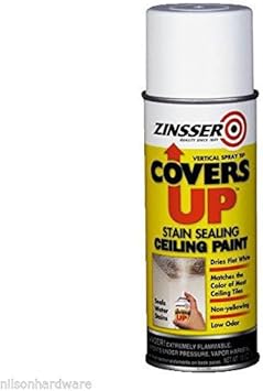 6 Pk 13 Oz White Zinsser Covers Up Flat Stain Sealing Spray