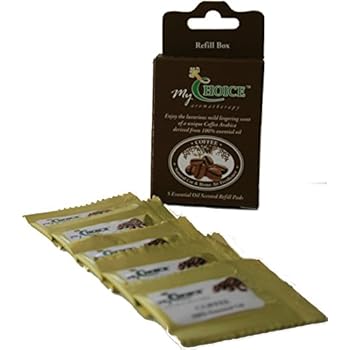 myChoice Aromatherapy 5 Natural COFFEE Car Air Freshener Refill Pads - 100% Pure Coffee Essential Oil