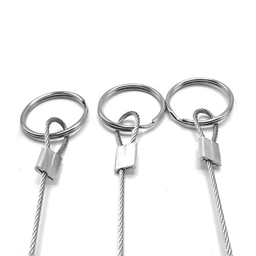 Amadget 10 PCS 316 Stainless Steel Aircraft Lanyard Cable Tether Safety Wire for Loss Prevention 2 Loops w/Quick Release Ring 12" (30.5cm) - Thumbnail 4