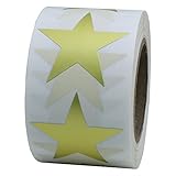 Hybsk(TM) 1.5" Gold Metallic Foil Star Shape Paper Sticker Labels Packaging Seals Crafts Wedding Favor Tag Labels 500 Total Per Roll (1 Roll)