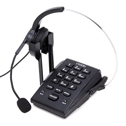 Dialpad with Headset, Coodio Corded Phone [Call Center] Telephone with  Headset and Recording Cable and Tone Dial Key Pad Redial C666