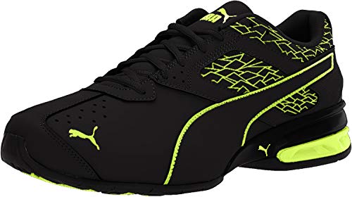 PUMA Men's Tazon 6 Fracture FM Sneaker, Black-Safety Yellow, 9.5 M US