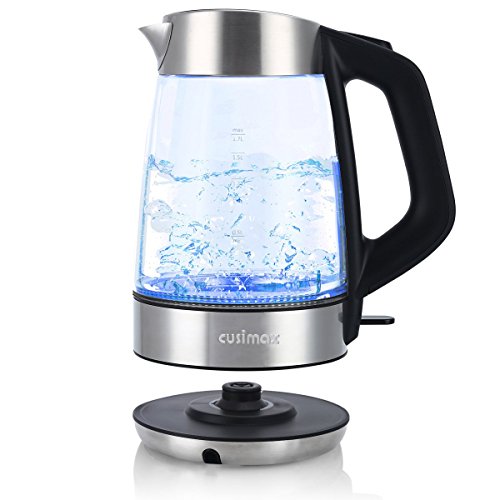 Cusimax 7Cup BPAfree Glass Electric Kettle, UK Strix LED Illuminating