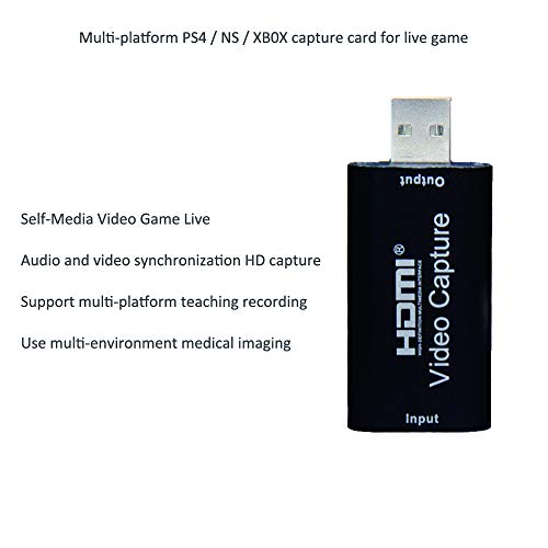 Capturadora Video, Tarjeta De Captura De Audio De VíDeo Hdmi A Usb 2.0，1080P Hd，Para EdicióN De Video/Juegos/Webcasting/Streaming/Video Live GrabacióN