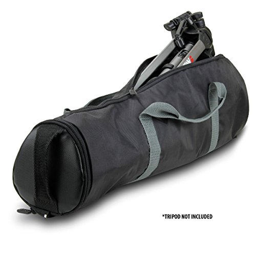 UPC 637836538003, Padded Tripod Case Bag with Expandable Compartment &amp; Accessory Storage - by USA GEAR - works with Vista , Ravelli , Dolica , Manfrotto &amp; More - Holds Tripods from 21&quot; to 35&quot; Folded