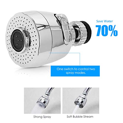Kitchen Faucet Aerators Head Replacement 360° Rotating Water-saving Nozzle 22mm Stainless Steel Kitchen Utensils Built-in Filter Faucet Bubbler with Dual Mode