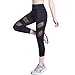 Tulucky Women's Yoga Leggings See Through Mesh Patchwork Gym Tights Workout Capri Pants