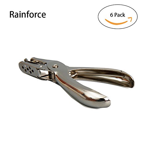 Metal Hole Punchers Single Hole Punch Paper Puncher Ticket for School, Home and Office, 1/ 4 Inch Holes, 6 Pack