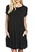 TINYHI Women's Swing Loose Short Sleeve Tshirt Fit Comfy Casual Flowy Tunic Dress, X-Large, S_black_pocket