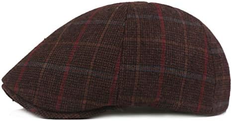 Men's Herringbone Flat Ivy Newsboy Hat Wool Blend Gatsby Cabbie Cap