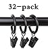UQueen® 8/16/32-packs Metal Curtain Rings with Clips (1 3/8-Inch Rings) Black Matte Color (32)