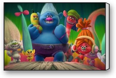 Custom Animation Trolls Colorful Oil Painting on Canvas Prints Wall Art,Gallery Canvas Prints Ready to Hang - 18" x 12"