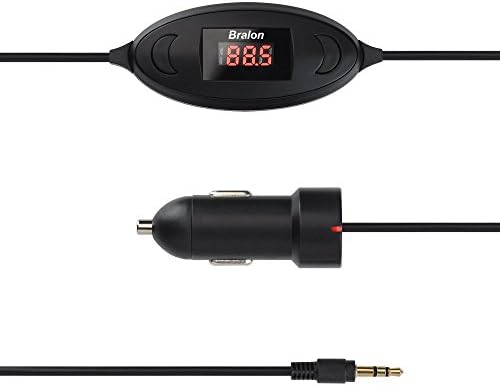 Bralon In-Car Wireless FM Transmitter, Radio Transmitter Car Kit for Smart Phones bundle with 3.5mm Audio Plug and 5V/2.1A Fast Car Charger