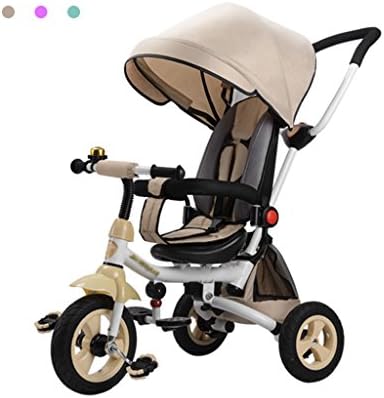 Trikes Folding children's tricycle baby bicycle baby stroller can lie 1-5 years old Bikes, Ride-ons (Color : Gold)