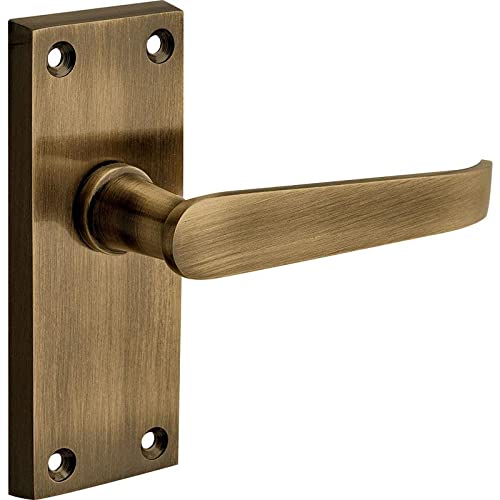 Designer Levers - Victorian Straight Lever Door Handles - Antique Brass - 1 Pair - Latch Door Handle - Interior Use - Short Latch — image 1