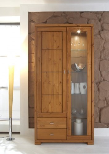 Vitrinenschrank Vitrine Wohnzimmerschrank Landhausstil Kiefer Massiv Farbe Weiss Prov Lackiert Gunstig Online Kaufen