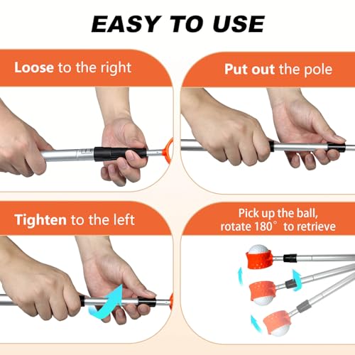 Golf Ball Retriever, Max 7/9/12/15 Ft Lightweight Stainless Steels/Aluminum Alloy Golf Ball Retriever Telescopic for Water and Bushes, Easy to Pick Up Golf Balls, Best Golf Accessories Gifts