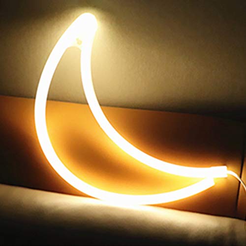 Luces de neón de luna, luces de noche de luna LED, luces de neón de luna, luces de carga USB, utilizadas para artículos de fiesta, decoración de habitaciones (amarillo)