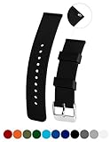 Silicone Watchband Strap,Quick Release, Soft Rubber Surface with Textured Non-slip Back, Waterproof & Washable, Black 22mm