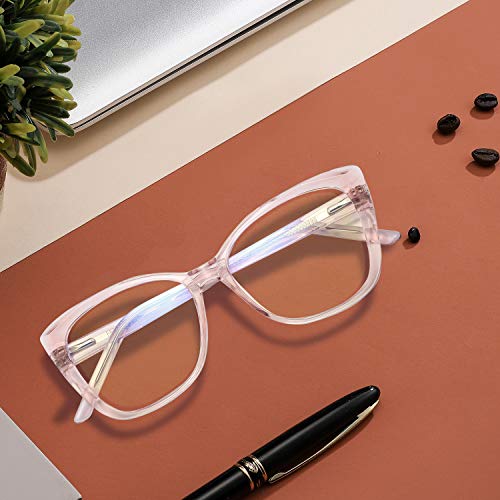 SUPACK Stylish Cat-Eye Blue Light Blocking Glasses, Diamond Cutting Design Frame, Computer Reading/Gaming/TV Eyeglasses for Women-SU201TF