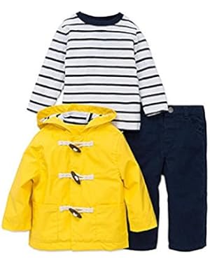 3-Piece Toggle Jacket, Shirt, and Pants Set, Navy Stripe, 12m (12m, Navy Stripe)