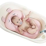 UNAOIWN Baby Bath Cushion, Newborn Bath Anti-Slip Cushion Seat, Infant Floating Bather Bathtub Pad，Shower Bed Security Guaranteed (Pink, Rabbit)