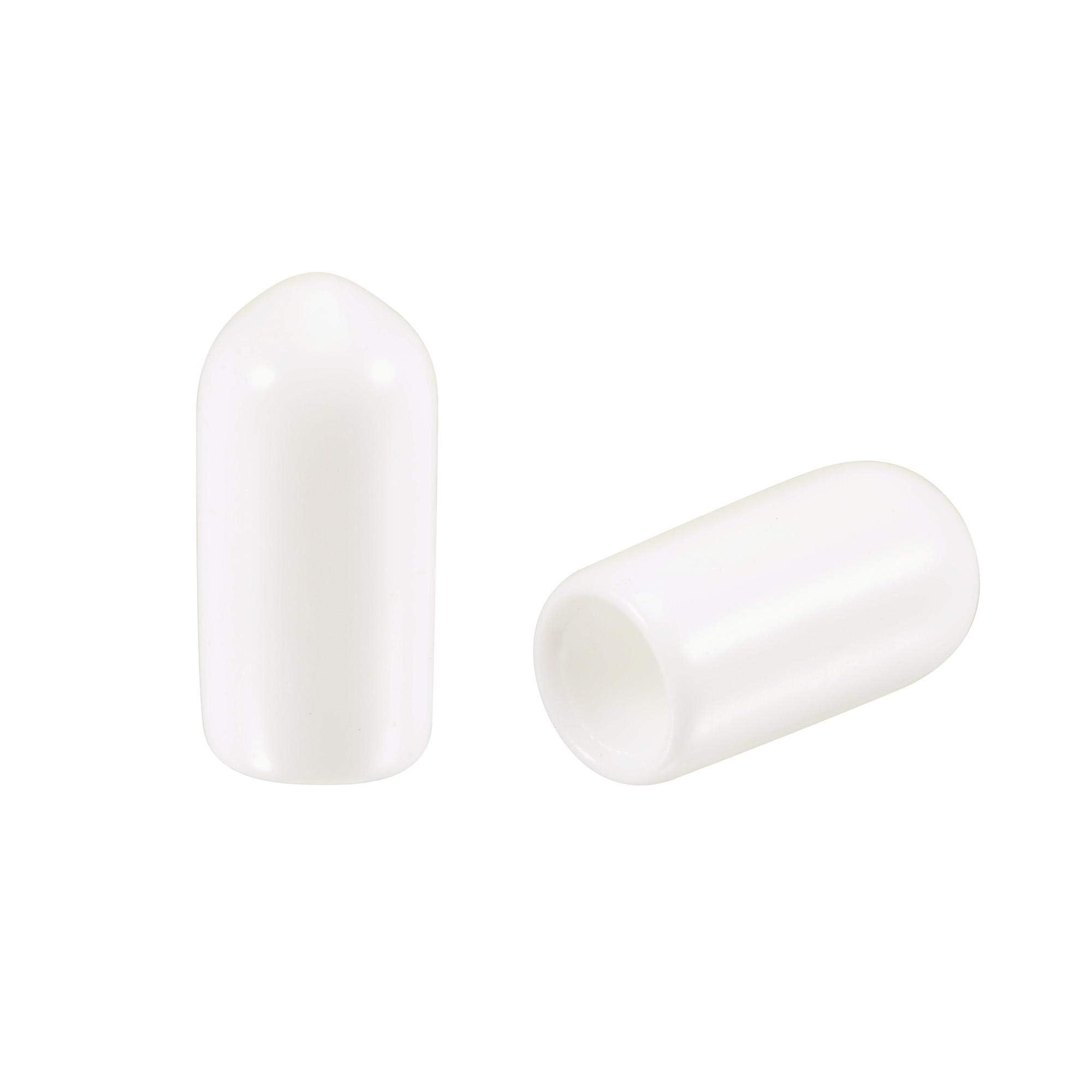 TA-VIGOR 100Pcs Rubber End Caps, 5mm ID Round Flexible Screw End Caps Thread Protectors, White Vinyl Bolt Covers Rubber Covers for Screws, Tubes, Cables, Wires, etc