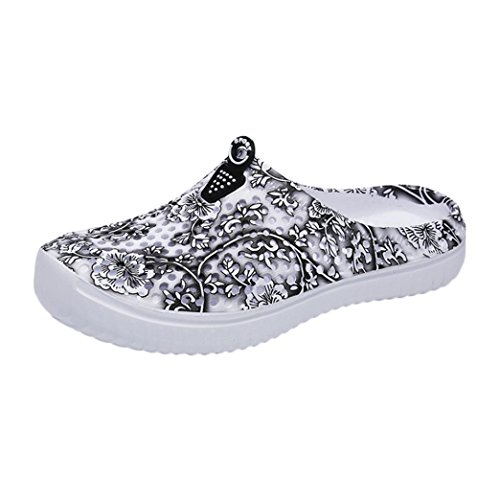SUKEQ Women Garden Clogs Shoes, Fashion Girls Quick Drying Hollow Out Casual Sandal Breathable Comfort Walking Slipper Beach Footwear Slip On Water Shoes (7.5 B(M) US, Black)