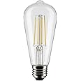Satco S21364-8 Watt ST19 LED Clear Vintage Light Bulbs - Medium Base; - 3000K - 120 Volt (6 Pack)