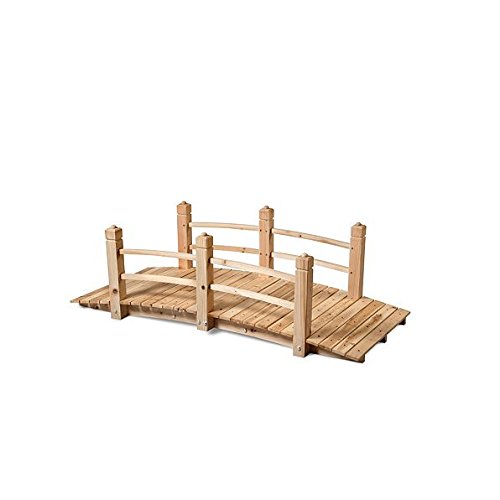 DermaPAD 5' Wood Garden Bridge with 6 Solar Post Cap Lights (Lights Are Removable)