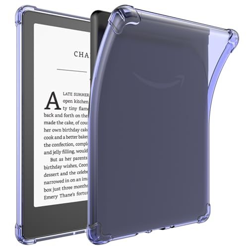 HotBag Clear Kindle Case for 6.8 All-New Kindle Paperwhite 11th Generation 2021 and Signature Edition TPU Back Cover, Ultra Slim Lightweight Flexible Transparent TPU Soft Skin Bumper Clear Purple
