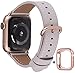 JSGJMY for Apple Watch Band 38mm 40mm 41mm Series 9 8 7 6 5 4 SE Women Dressy Leather Strap Fashion Fancy iWatch Bands Accessories Stone Rose Gold