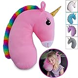 Unicorn Travel Pet by Cuddles| Seat Belt Pillow for Kids| Pink Car Seat Belt Pillow for Travel| Seatbelt Pillow for Kids| Washable Headrest Cushion Cover for Safety Strap & Booster Seats for girls