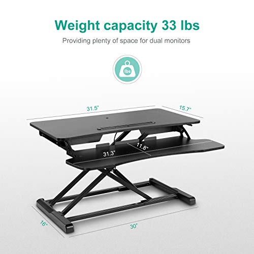 EleTab Height Adjustable Standing Desk Sit to Stand Gas Spring Riser ...