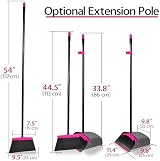 JEHONN Broom and Dustpan Set 137cm Adjustable Long Handle Rose Red view 2